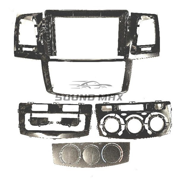 TOYOTA Fortuner Hilux SW4 2008-2015 (Auto/Manual AC) UV Black 9 Inch Stereo Fascia Panel Head Unit Fitting Frame Kit